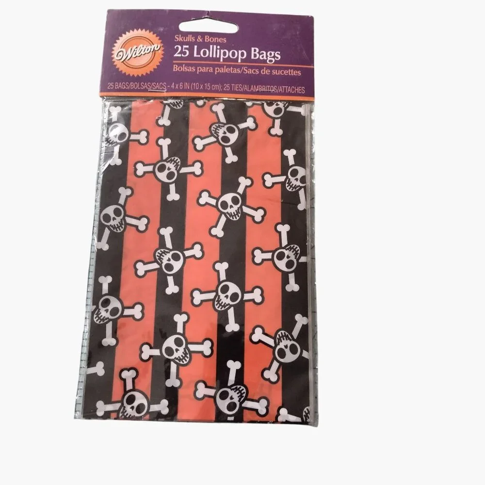 Wilton Skulls Cross Bones Lollipop Bags Halloween Halloween Treat Wrappers 25